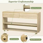 Wood Console Table with Storage, Vintage Entryway Table Drawers and Shelves for Entryway and Hallway