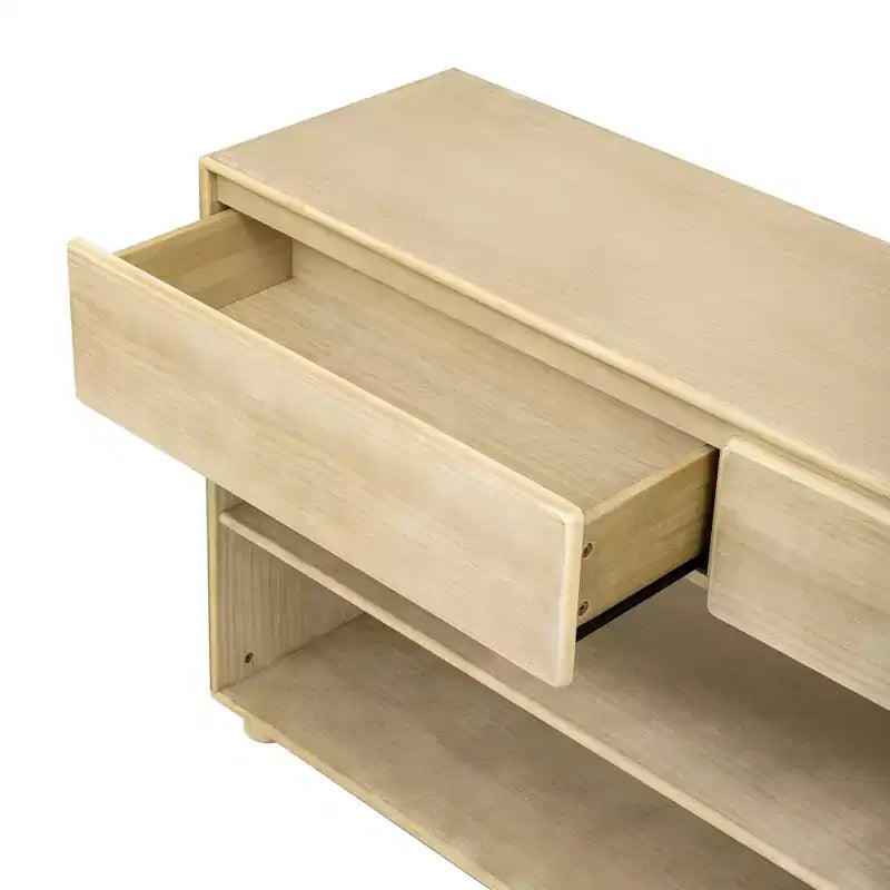 Wood Console Table with Storage, Vintage Entryway Table Drawers and Shelves for Entryway and Hallway