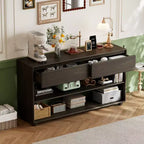 Wood Console Table with Storage, Vintage Entryway Table Drawers and Shelves for Entryway and Hallway