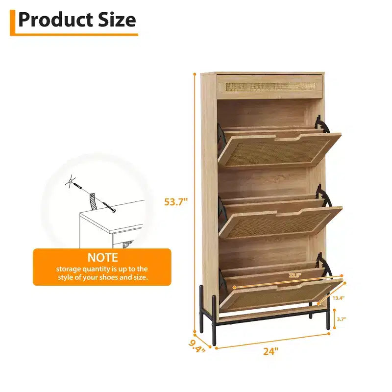 3 Flip Drawers Shoe Cabinet with 1 Pull-Out Drawer, Shoe Cabinet, Freestanding Shoe Rack Organizer for Entryway