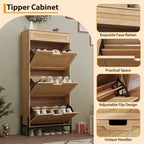 3 Flip Drawers Shoe Cabinet with 1 Pull-Out Drawer, Shoe Cabinet, Freestanding Shoe Rack Organizer for Entryway