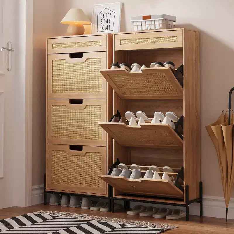 3 Flip Drawers Shoe Cabinet with 1 Pull-Out Drawer, Shoe Cabinet, Freestanding Shoe Rack Organizer for Entryway