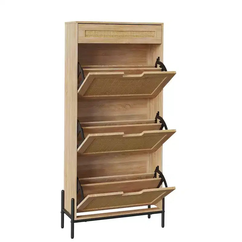 3 Flip Drawers Shoe Cabinet with 1 Pull-Out Drawer, Shoe Cabinet, Freestanding Shoe Rack Organizer for Entryway