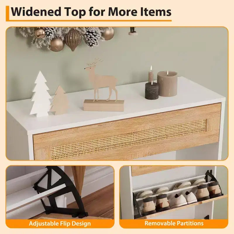 3 Flip Drawers Shoe Cabinet with 1 Pull-Out Drawer, Shoe Cabinet, Freestanding Shoe Rack Organizer for Entryway