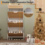 3 Flip Drawers Shoe Cabinet with 1 Pull-Out Drawer, Shoe Cabinet, Freestanding Shoe Rack Organizer for Entryway
