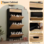 3 Flip Drawers Shoe Cabinet with 1 Pull-Out Drawer, Shoe Cabinet, Freestanding Shoe Rack Organizer for Entryway