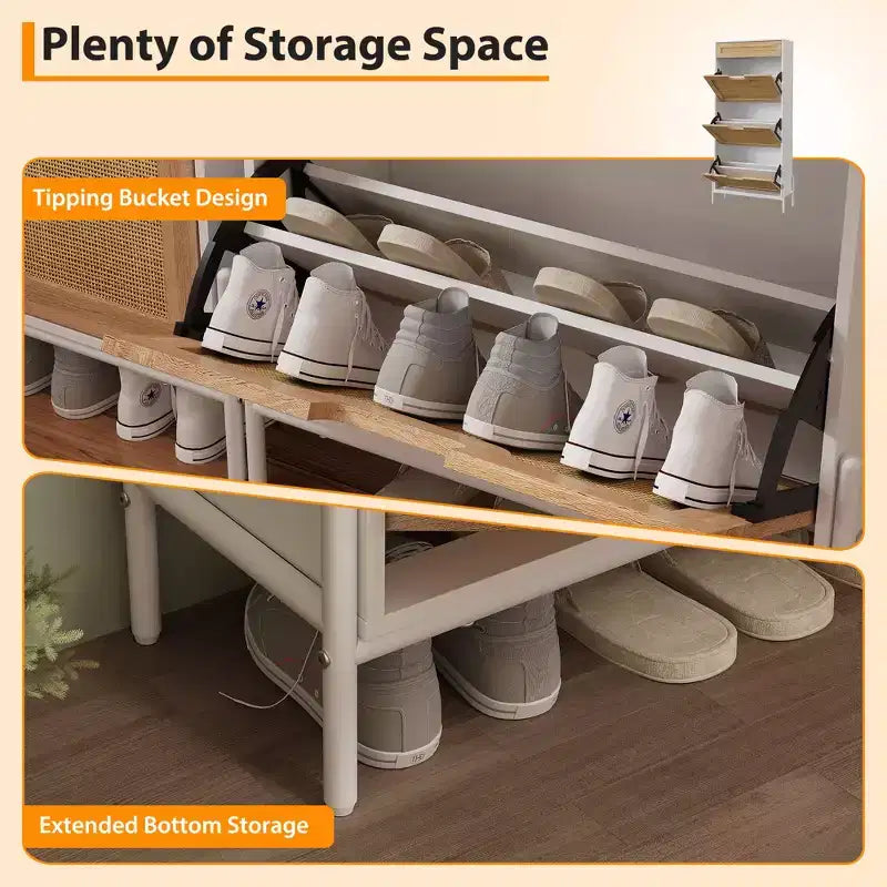 3 Flip Drawers Shoe Cabinet with 1 Pull-Out Drawer, Shoe Cabinet, Freestanding Shoe Rack Organizer for Entryway