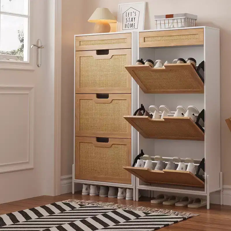 3 Flip Drawers Shoe Cabinet with 1 Pull-Out Drawer, Shoe Cabinet, Freestanding Shoe Rack Organizer for Entryway
