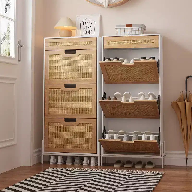 3 Flip Drawers Shoe Cabinet with 1 Pull-Out Drawer, Shoe Cabinet, Freestanding Shoe Rack Organizer for Entryway