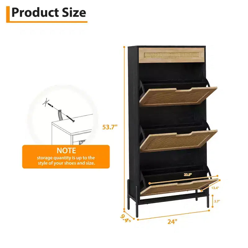 3 Flip Drawers Shoe Cabinet with 1 Pull-Out Drawer, Shoe Cabinet, Freestanding Shoe Rack Organizer for Entryway