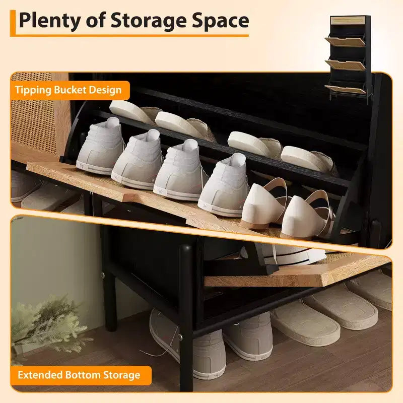 3 Flip Drawers Shoe Cabinet with 1 Pull-Out Drawer, Shoe Cabinet, Freestanding Shoe Rack Organizer for Entryway