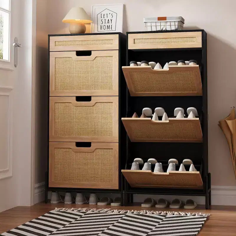 3 Flip Drawers Shoe Cabinet with 1 Pull-Out Drawer, Shoe Cabinet, Freestanding Shoe Rack Organizer for Entryway