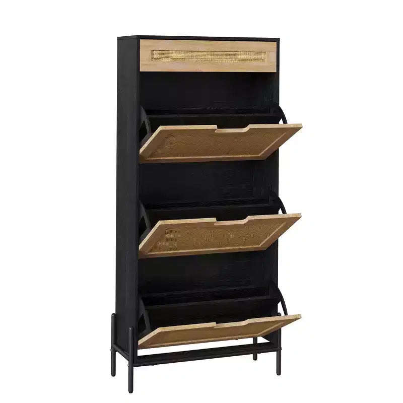3 Flip Drawers Shoe Cabinet with 1 Pull-Out Drawer, Shoe Cabinet, Freestanding Shoe Rack Organizer for Entryway