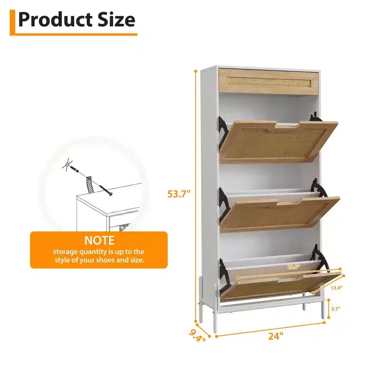 3 Flip Drawers Shoe Cabinet with 1 Pull-Out Drawer, Shoe Cabinet, Freestanding Shoe Rack Organizer for Entryway