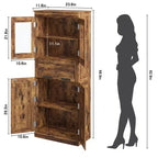 67 Tall Bathroom Cabinet with 4 Doors & Flip Glass Drawer, Storage Cabinet with Adjustable Shelves, for Bathroom, Dining Room, Living Room