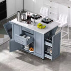 Okak Kitchen Island with Tilt Trash Can Cabinet, Kitchen Cart with Pull Out Cabinet Organizer and Drop Leaf, Countertop Organizer for Kitchen