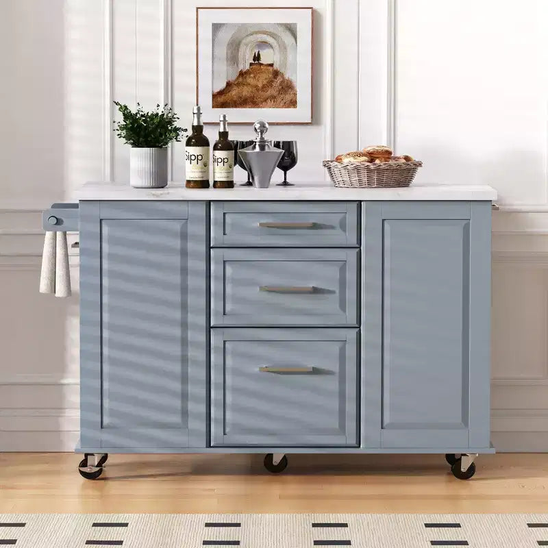 Okak Kitchen Island with Tilt Trash Can Cabinet, Kitchen Cart with Pull Out Cabinet Organizer and Drop Leaf, Countertop Organizer for Kitchen