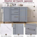 Okak Kitchen Island with Tilt Trash Can Cabinet, Kitchen Cart with Pull Out Cabinet Organizer and Drop Leaf, Countertop Organizer for Kitchen