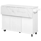 Okak Kitchen Island with Tilt Trash Can Cabinet, Kitchen Cart with Pull Out Cabinet Organizer and Drop Leaf, Countertop Organizer for Kitchen