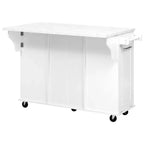 Okak Kitchen Island with Tilt Trash Can Cabinet, Kitchen Cart with Pull Out Cabinet Organizer and Drop Leaf, Countertop Organizer for Kitchen