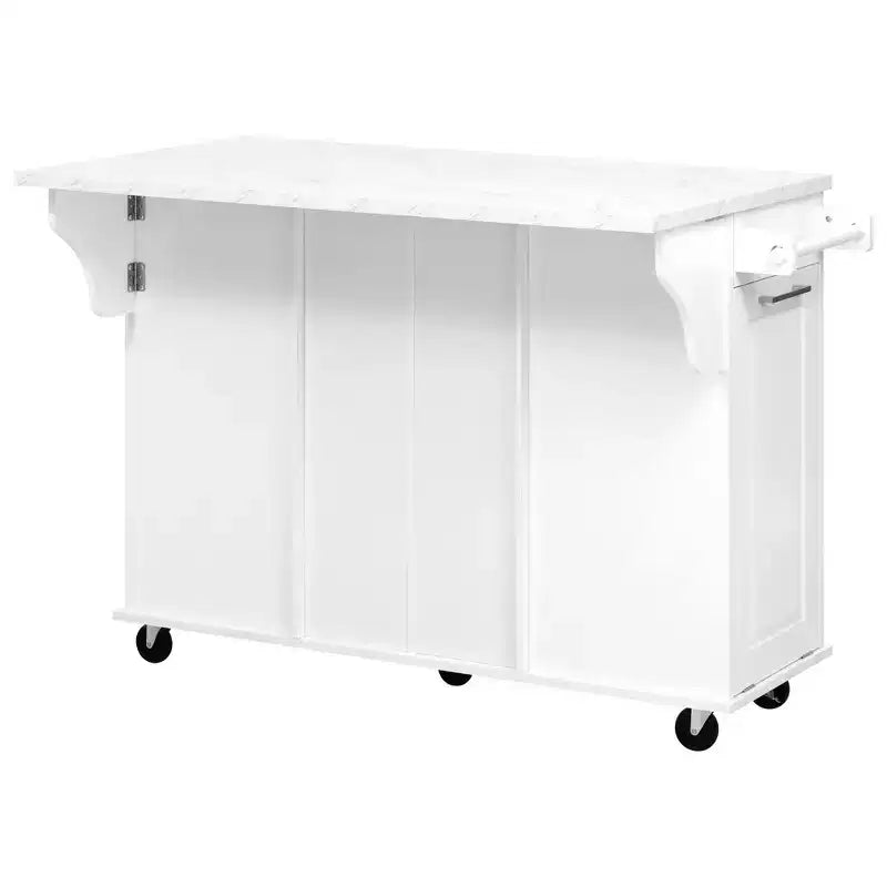 Okak Kitchen Island with Tilt Trash Can Cabinet, Kitchen Cart with Pull Out Cabinet Organizer and Drop Leaf, Countertop Organizer for Kitchen