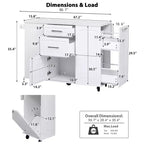 Okak Kitchen Island with Tilt Trash Can Cabinet, Kitchen Cart with Pull Out Cabinet Organizer and Drop Leaf, Countertop Organizer for Kitchen