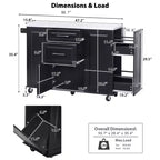Okak Kitchen Island with Tilt Trash Can Cabinet, Kitchen Cart with Pull Out Cabinet Organizer and Drop Leaf, Countertop Organizer for Kitchen