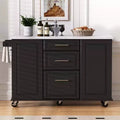 Okak Kitchen Island with Tilt Trash Can Cabinet, Kitchen Cart with Pull Out Cabinet Organizer and Drop Leaf, Countertop Organizer for Kitchen