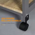Okak Kitchen Cart with Wooden Shelves, Kitchen Island with Wire Fruit Baskets, Trays and Drawer, Kitchen Island Cart for Kitchen, Dining Room