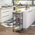 Okak Kitchen Cart with Wooden Shelves, Kitchen Island with Wire Fruit Baskets, Trays and Drawer, Kitchen Island Cart for Kitchen, Dining Room