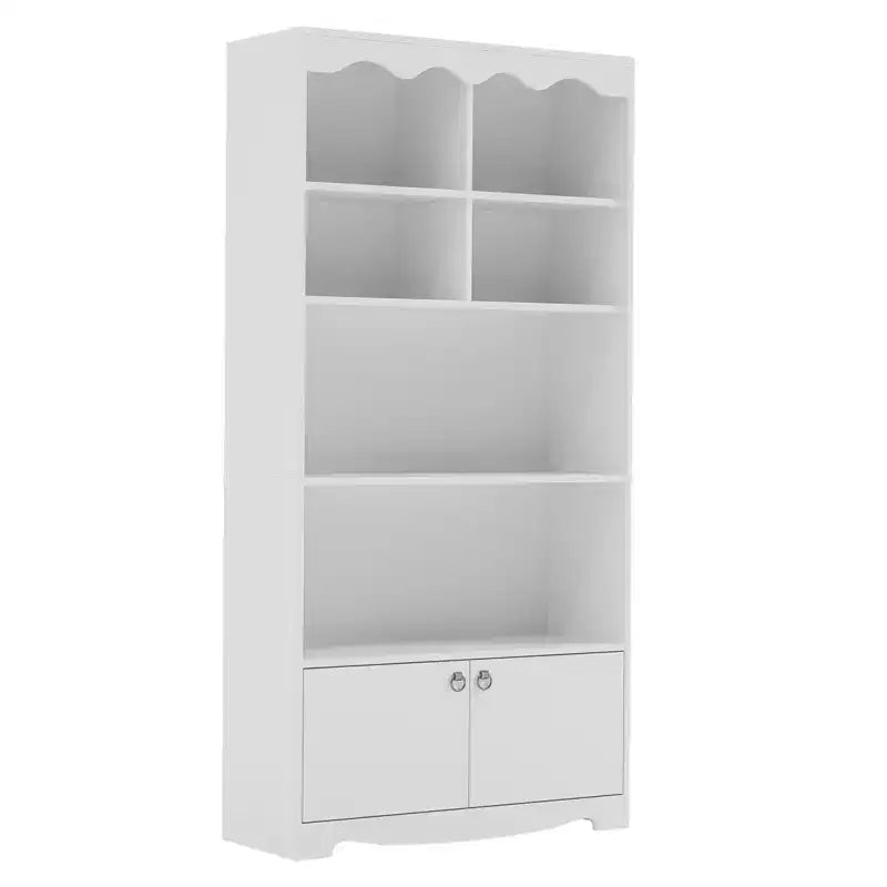 Tall Bookshelf,5-Tier Book Shelf Storage Organizer, 63 Inch Wood Bookcase With 2 Cabinets, Shelves,Display Shelf for Bedroom, Living Room, Office