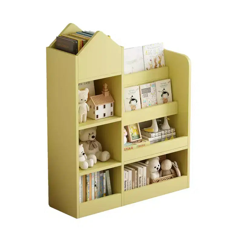 Whisen Kids Wooden Bookshelf Toy Storage Organizer with Bookcase, 6 Compartments & 2 Baskets Bins