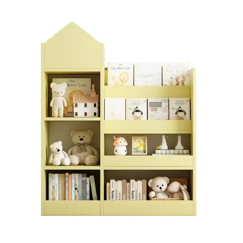 Whisen Kids Wooden Bookshelf Toy Storage Organizer with Bookcase, 6 Compartments & 2 Baskets Bins