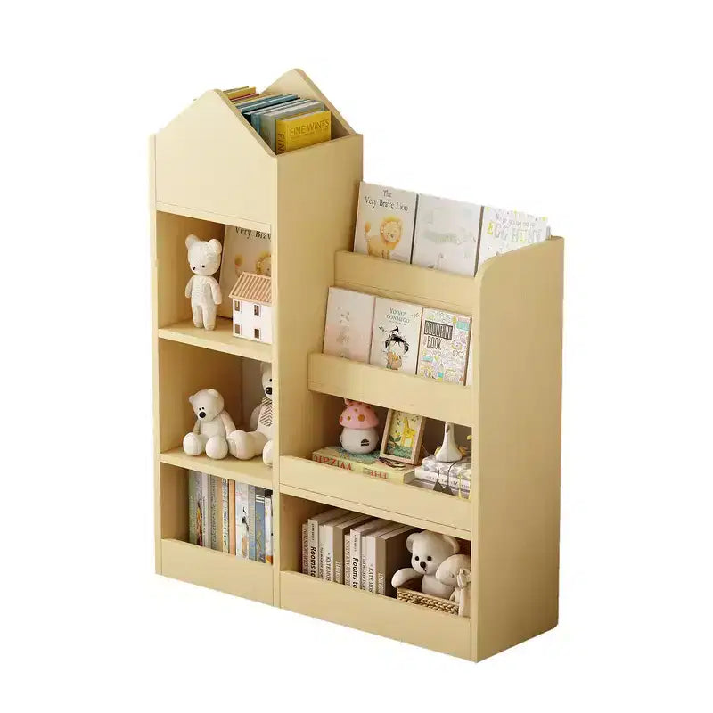 Whisen Kids Wooden Bookshelf Toy Storage Organizer with Bookcase, 6 Compartments & 2 Baskets Bins