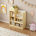 Whisen Kids Wooden Bookshelf Toy Storage Organizer with Bookcase, 6 Compartments & 2 Baskets Bins