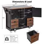 Whisen 54 Kitchen Island & Kitchen Storage Cart with Drop Leaf, 2 Doors, 2 Drawers, Spice Rack