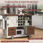 Whisen 54 Kitchen Island & Kitchen Storage Cart with Drop Leaf, 2 Doors, 2 Drawers, Spice Rack