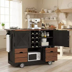 Whisen 54 Kitchen Island & Kitchen Storage Cart with Drop Leaf, 2 Doors, 2 Drawers, Spice Rack