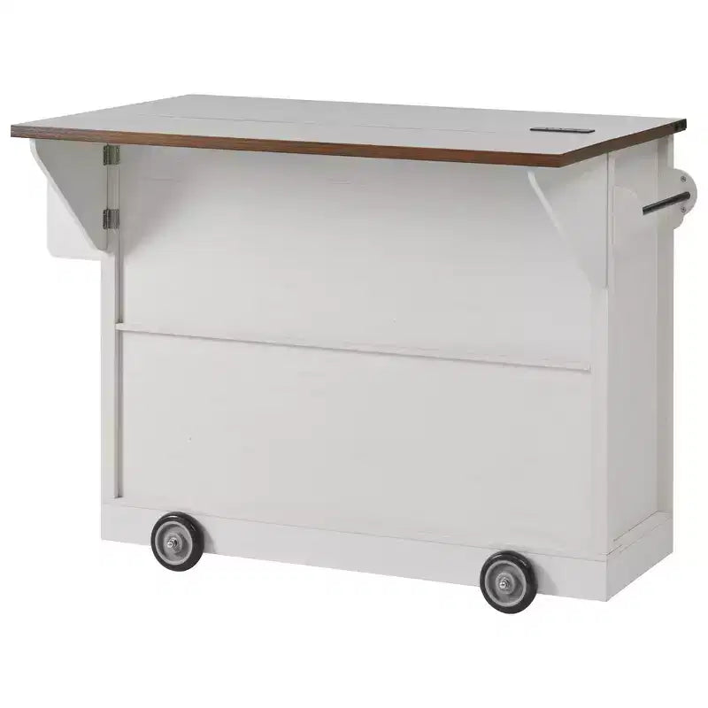 Whisen 54 Kitchen Island & Kitchen Storage Cart with Drop Leaf, 2 Doors, 2 Drawers, Spice Rack