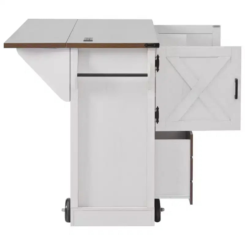 Whisen 54 Kitchen Island & Kitchen Storage Cart with Drop Leaf, 2 Doors, 2 Drawers, Spice Rack