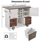 Whisen 54 Kitchen Island & Kitchen Storage Cart with Drop Leaf, 2 Doors, 2 Drawers, Spice Rack