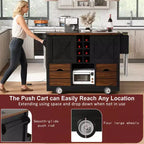 Whisen 54 Kitchen Island & Kitchen Storage Cart with Drop Leaf, 2 Doors, 2 Drawers, Spice Rack