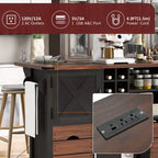Whisen 54 Kitchen Island & Kitchen Storage Cart with Drop Leaf, 2 Doors, 2 Drawers, Spice Rack