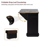 Whisen 54 Kitchen Island & Kitchen Storage Cart with Drop Leaf, 2 Doors, 2 Drawers, Spice Rack