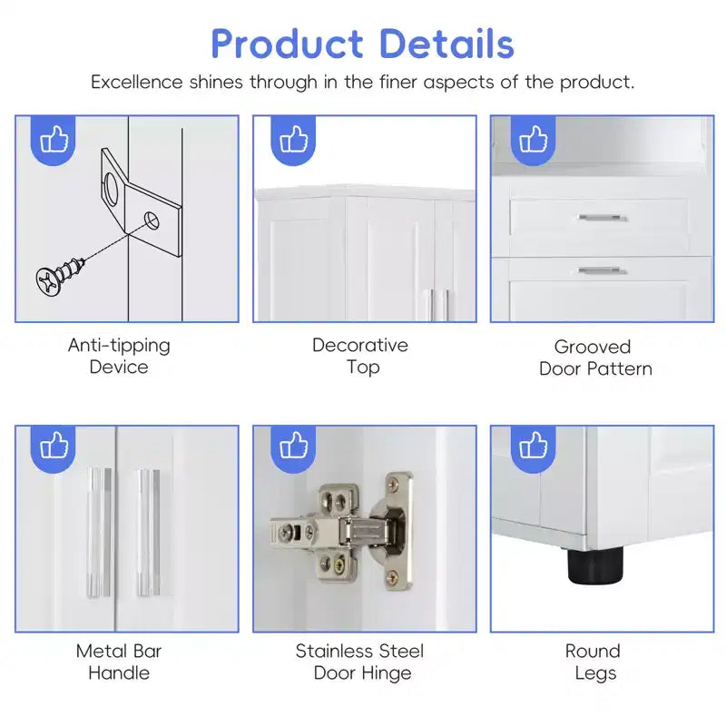 Tall Bathroom Storage Cabinet, Toilet Paper Towels Storage Cabinet, Free Standing Bathroom Organizer, With Tilting Laundry Basket