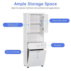 Tall Bathroom Storage Cabinet, Toilet Paper Towels Storage Cabinet, Free Standing Bathroom Organizer, With Tilting Laundry Basket