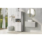 Tall Bathroom Storage Cabinet, Toilet Paper Towels Storage Cabinet, Free Standing Bathroom Organizer, With Tilting Laundry Basket