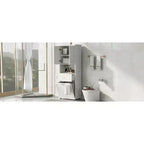 Tall Bathroom Storage Cabinet, Toilet Paper Towels Storage Cabinet, Free Standing Bathroom Organizer, With Tilting Laundry Basket