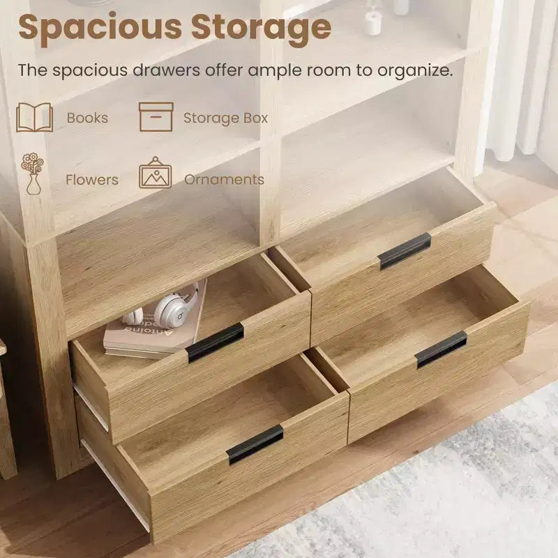 72 in Tall Bookcase, Bookcase and Bookshelves with Storage, Modern Book Shelf Large Freestanding Display Storage Shelves for Home Office