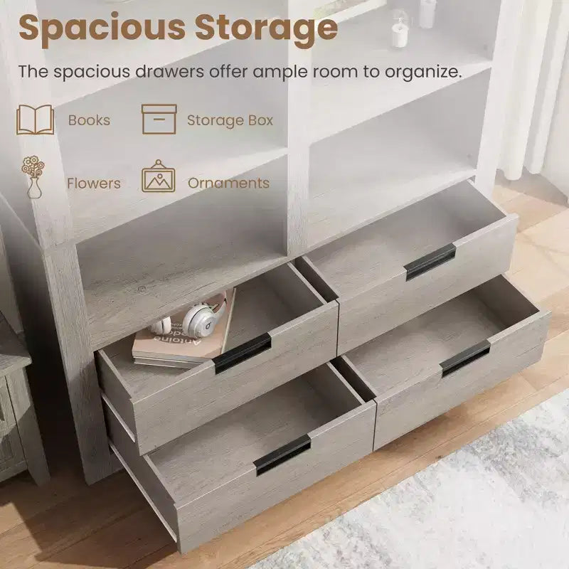 72 in Tall Bookcase, Bookcase and Bookshelves with Storage, Modern Book Shelf Large Freestanding Display Storage Shelves for Home Office